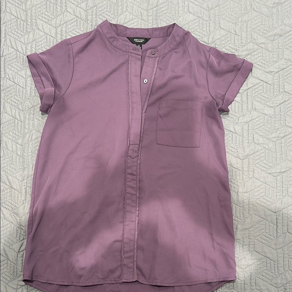 Purple Short Sleeve Blouse